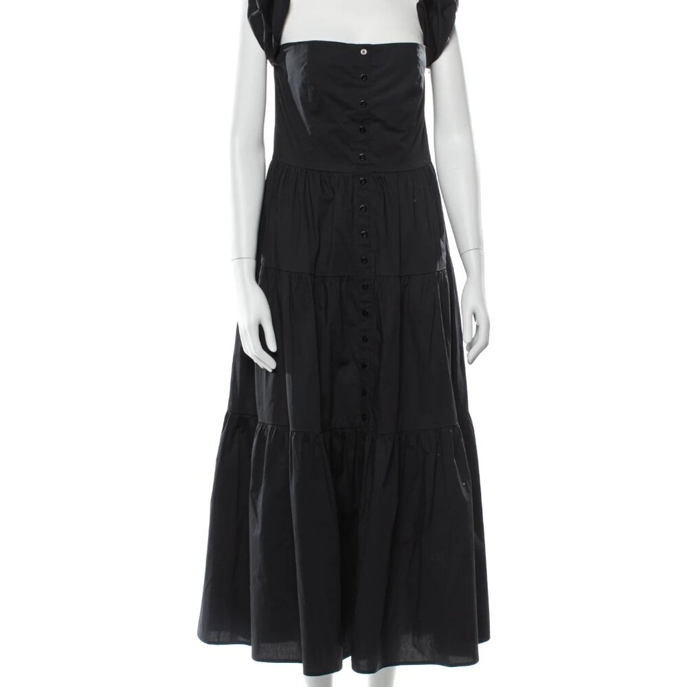 Staud Black Square Neckline Long Dress